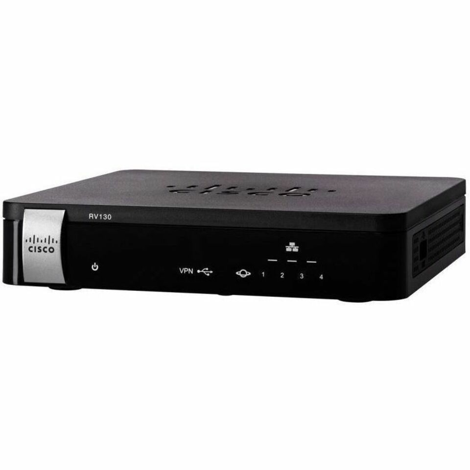 Cisco RV130 Router - Refurbished - 5 Ports - 4 RJ-45 Port(s) - 1 WAN Port(s) - Management Port - Gigabit Ethernet - IEEE 802.3, IEEE 802.3u, IEEE 802.1D, IEEE 802.1p, IEEE 802.1w, IEEE 802.1Q Lifetime