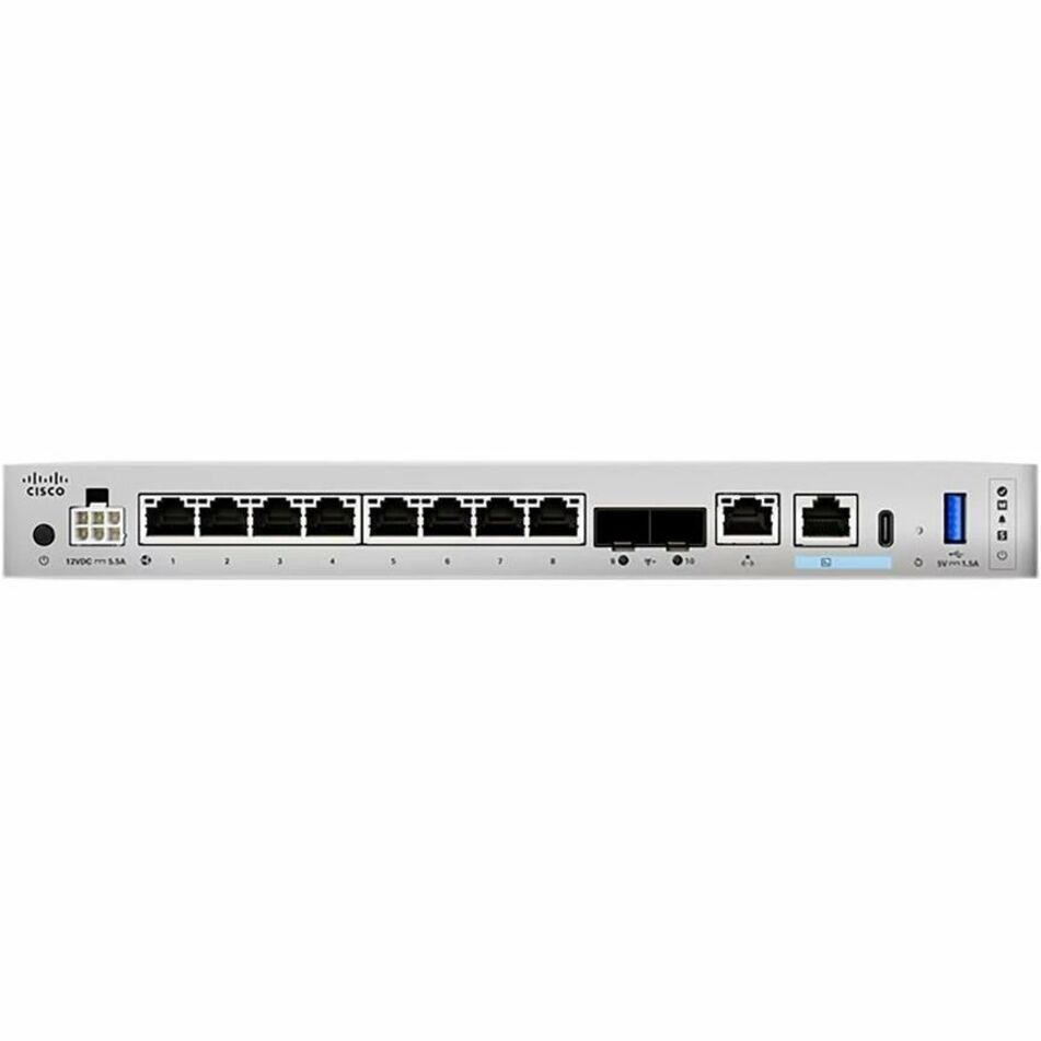 Cisco Secure Firewall 1220 Compact Security Appliance with Threat Defense Software - Centralized Management - 8 Port - 10/100/1000Base-T, 10GBase-X - 10 Gigabit Ethernet - 15 Gbit/s Firewall Throughpu