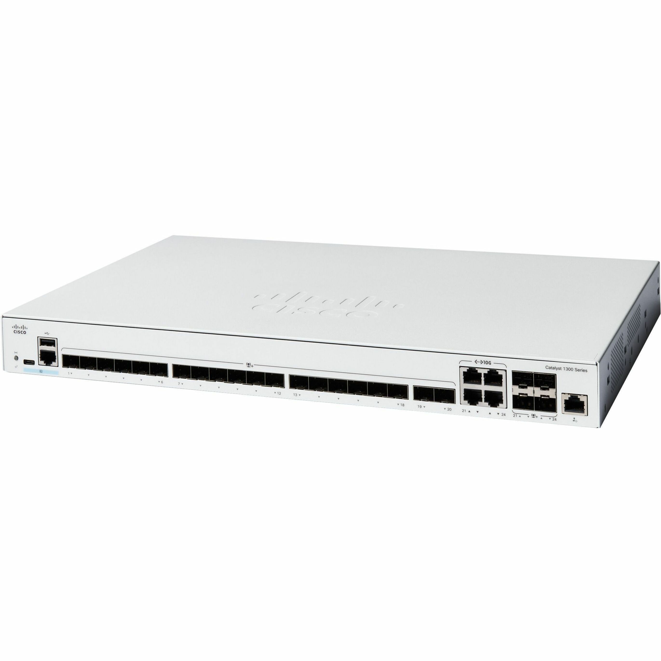 Cisco Catalyst 1300 C1300-24XS Layer 3 Switch - Manageable - Gigabit Ethernet, 10 Gigabit Ethernet - 10GBase-X, 1000Base-T - Refurbished - 3 Layer Supported - 49.02 W Power Consumption - Optical Fiber