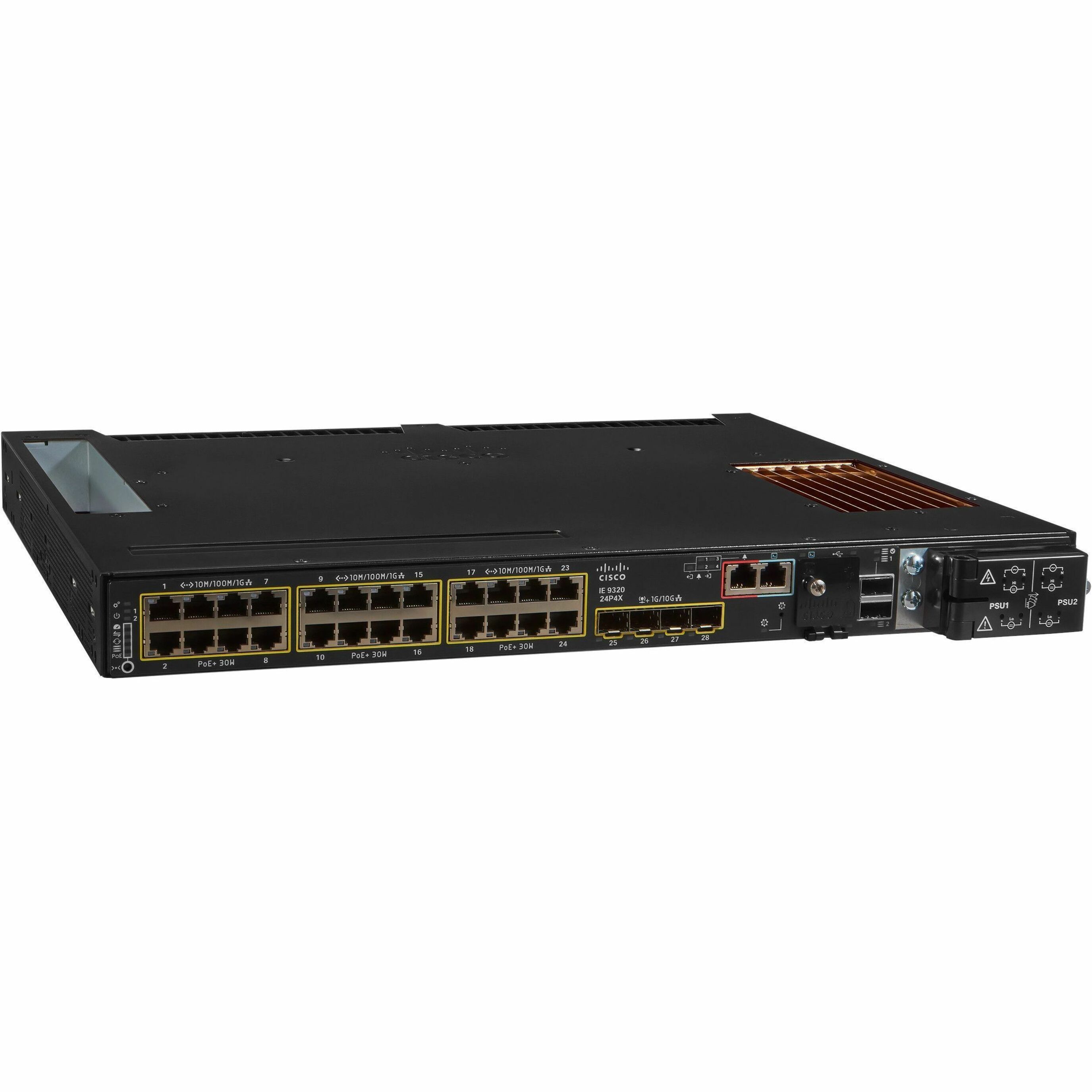 Cisco Catalyst IE-9320-24P4X Ethernet Switch - 24 Ports - Manageable - Gigabit Ethernet, 10 Gigabit Ethernet - 10/100/1000Base-T, 10GBase-X - Refurbished - 3 Layer Supported - Modular - 39 W Power Con