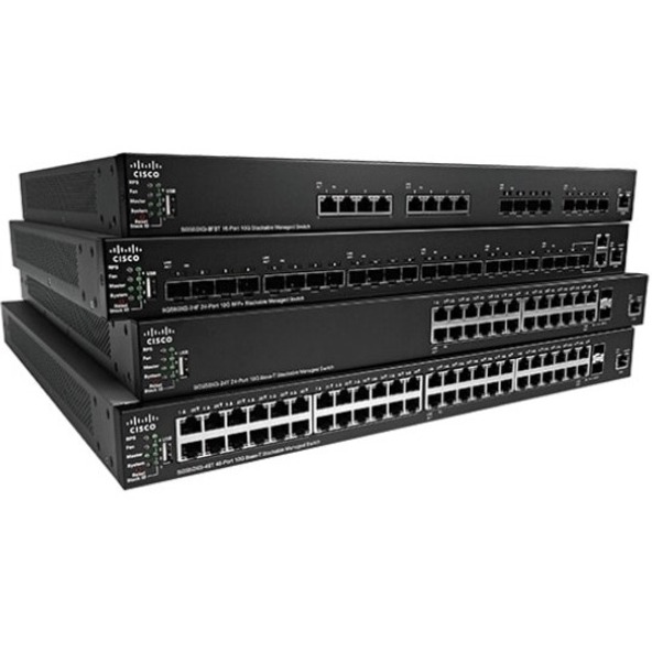 Cisco SG550X-24MP Layer 3 Switch - 24 Ports - Manageable - Gigabit Ethernet, 10 Gigabit Ethernet - 10GBase-X, 10GBase-T, 10/100/1000Base-T - Refurbished - 3 Layer Supported - Modular - Optical Fiber,