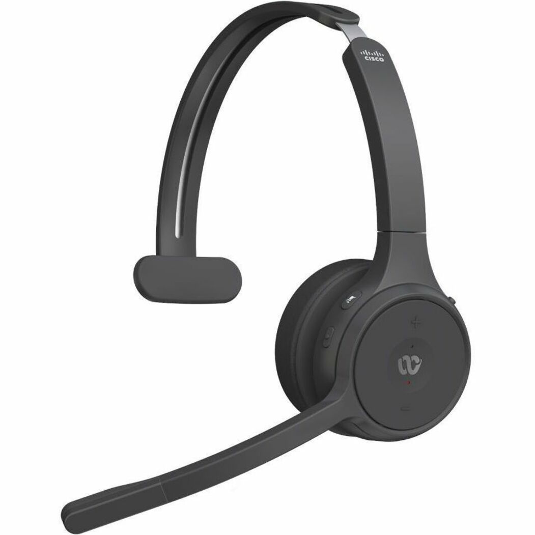 Cisco Single-Ear, Carbon Black Headset Bundle - Google Assistant, Siri - Mono - USB Type A - Wired/Wireless - Bluetooth - 213.3 ft - 32 Ohm - 20 Hz to 20 kHz - Over-the-head - Monaural - Ear-cup - 3.9
