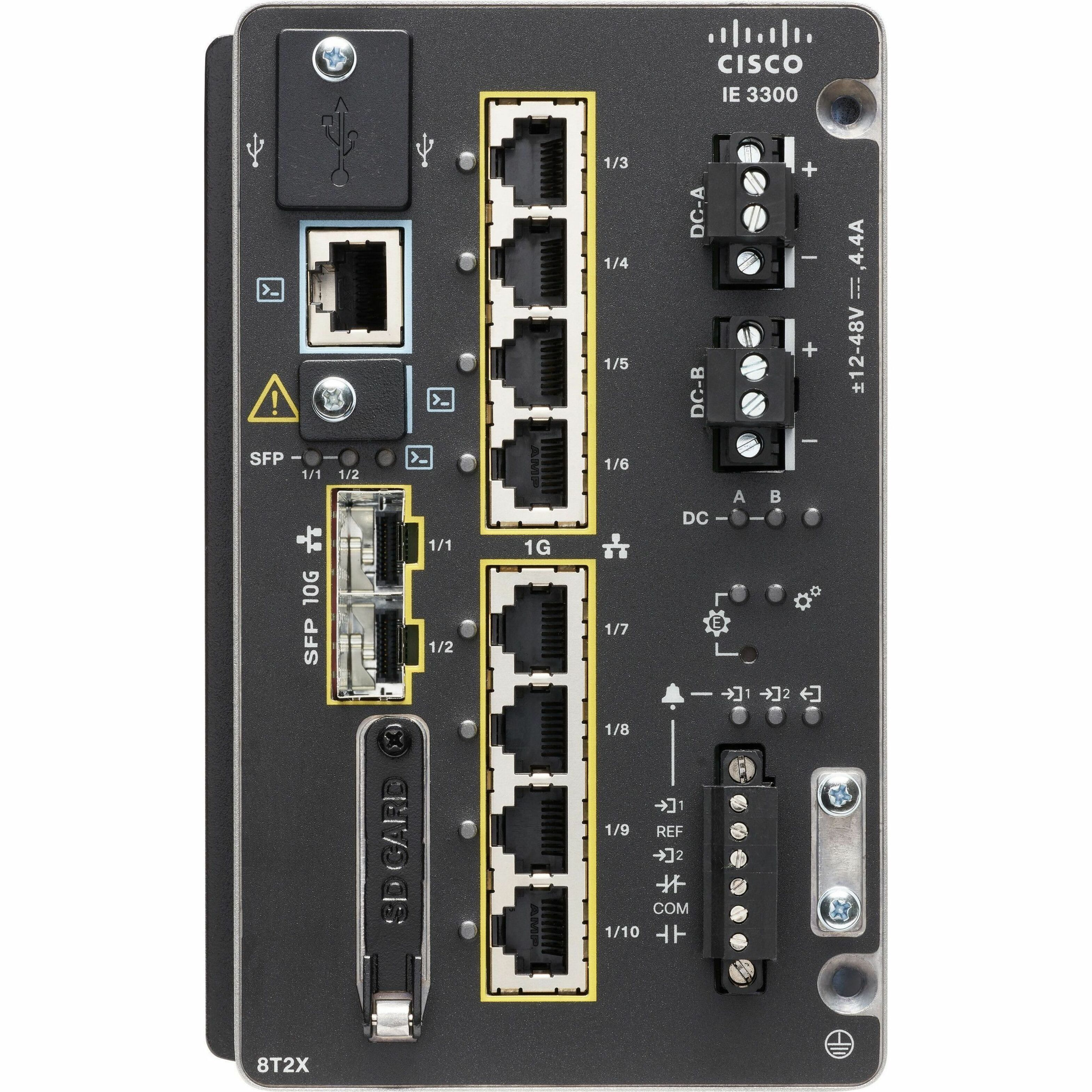 Cisco Catalyst IE-3300-8T2X Ethernet Switch - 8 Ports - Gigabit Ethernet, 10 Gigabit Ethernet - 10/100/1000Base-T, 10GBase-X - Refurbished - 3 Layer Supported - Modular - 28 W Power Consumption - Twis