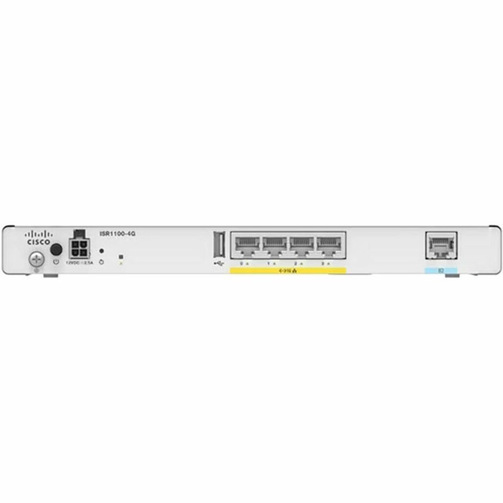 Cisco ISR1100-4G 1 SIM Cellular, Ethernet Wireless Integrated Services Router - 4G - WCDMA, LTE, UMTS, HSPA+ - 2 x Antenna - 4 x Network Port - 4 x Broadband Port - USB - Gigabit Ethernet - VPN Suppor