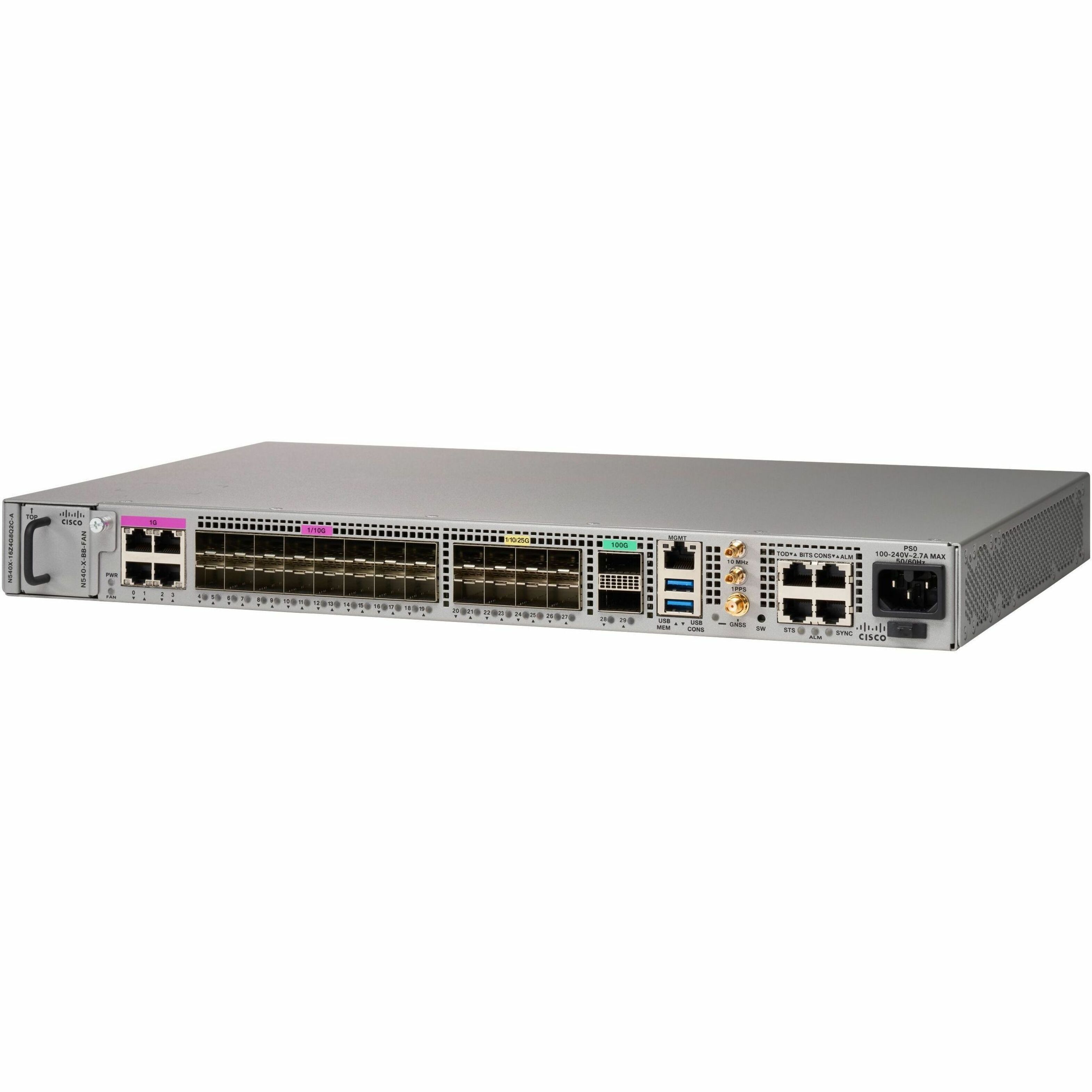 Cisco N540X-16Z4G8Q2C-A Router - Refurbished - 4 Ports - Management Port - 26 - 8 GB - 100 Gigabit Ethernet - IEEE 802.1Q, IEEE 802.3ad - 1U - Rack-mountable - 1 Year