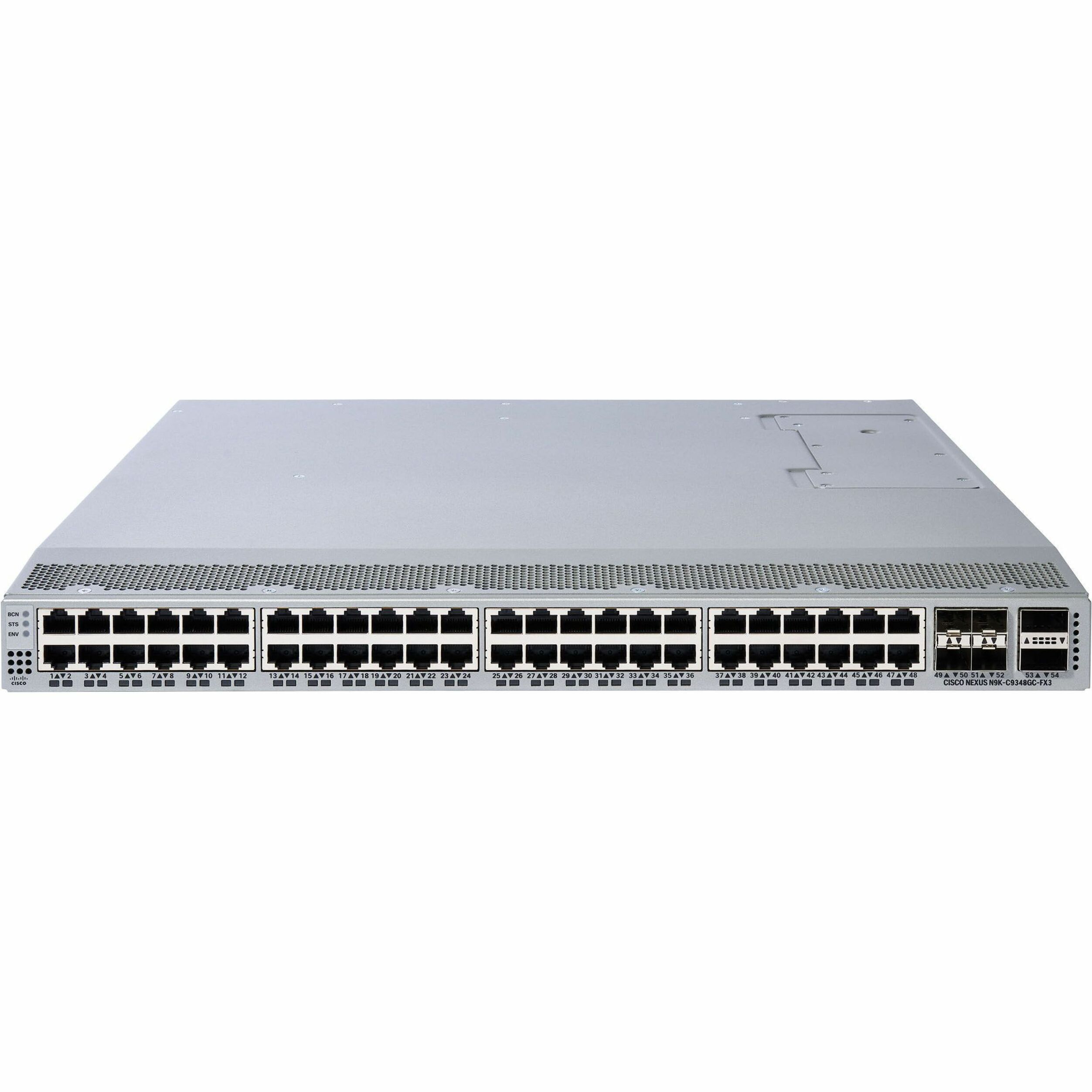 Cisco Nexus 9348GC-FX3 Ethernet Switch - 48 Ports - Manageable - Gigabit Ethernet, 25 Gigabit Ethernet, 100 Gigabit Ethernet - 10/100/1000Base-T, 25GBase-T, 100GBase-X - Refurbished - 3 Layer Supporte