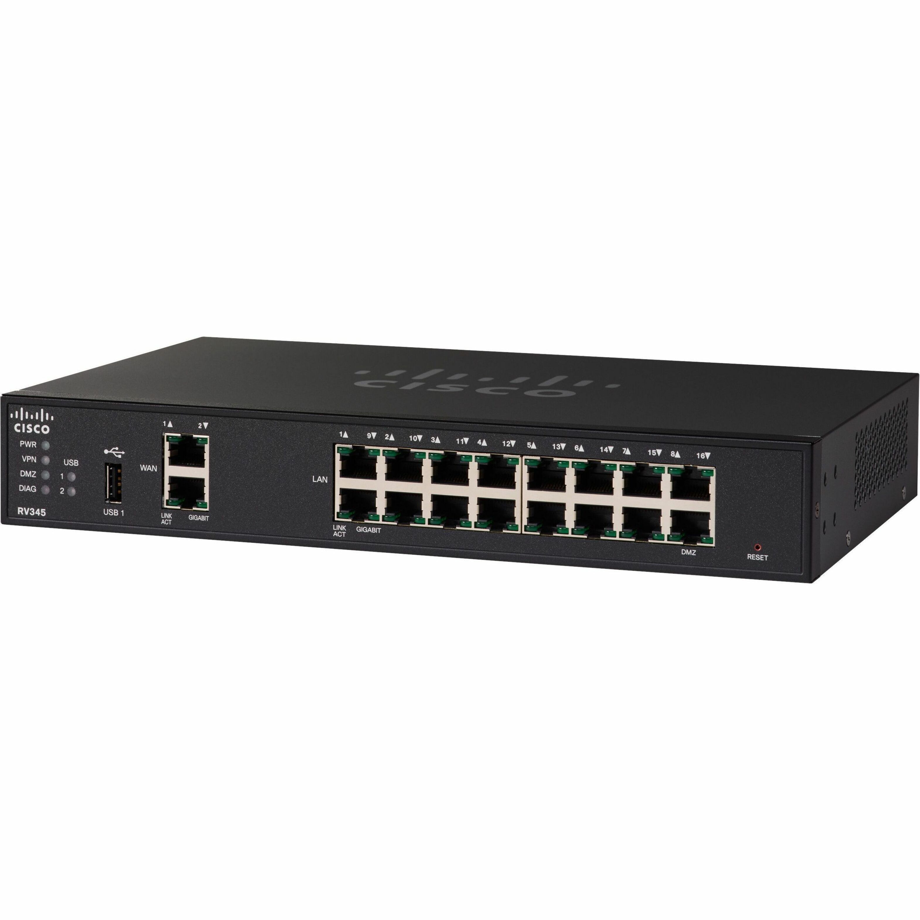 Cisco Rv345 Router - Refurbished - 6 Ports - 4 RJ-45 Port(s) - 2 WAN Port(s) - Slots1 GB - Gigabit Ethernet - Rail Mountable Lifetime Warranty