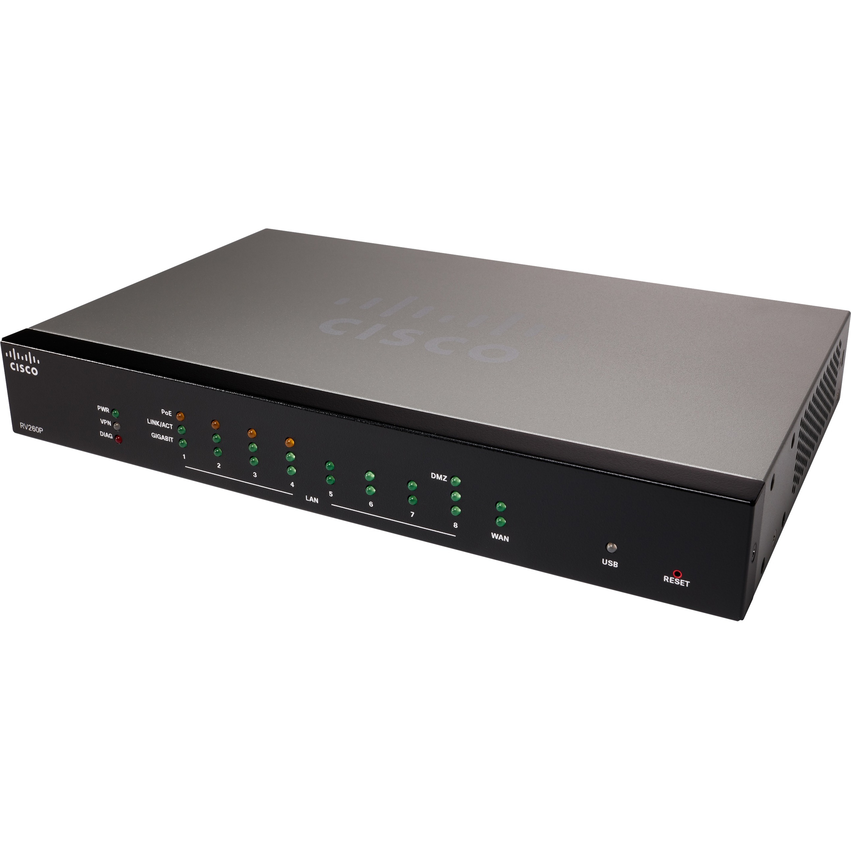 Cisco RV260P VPN Router with PoE - Refurbished - 9 Ports - Management Port - 1 - Gigabit Ethernet Lifetime Warranty
