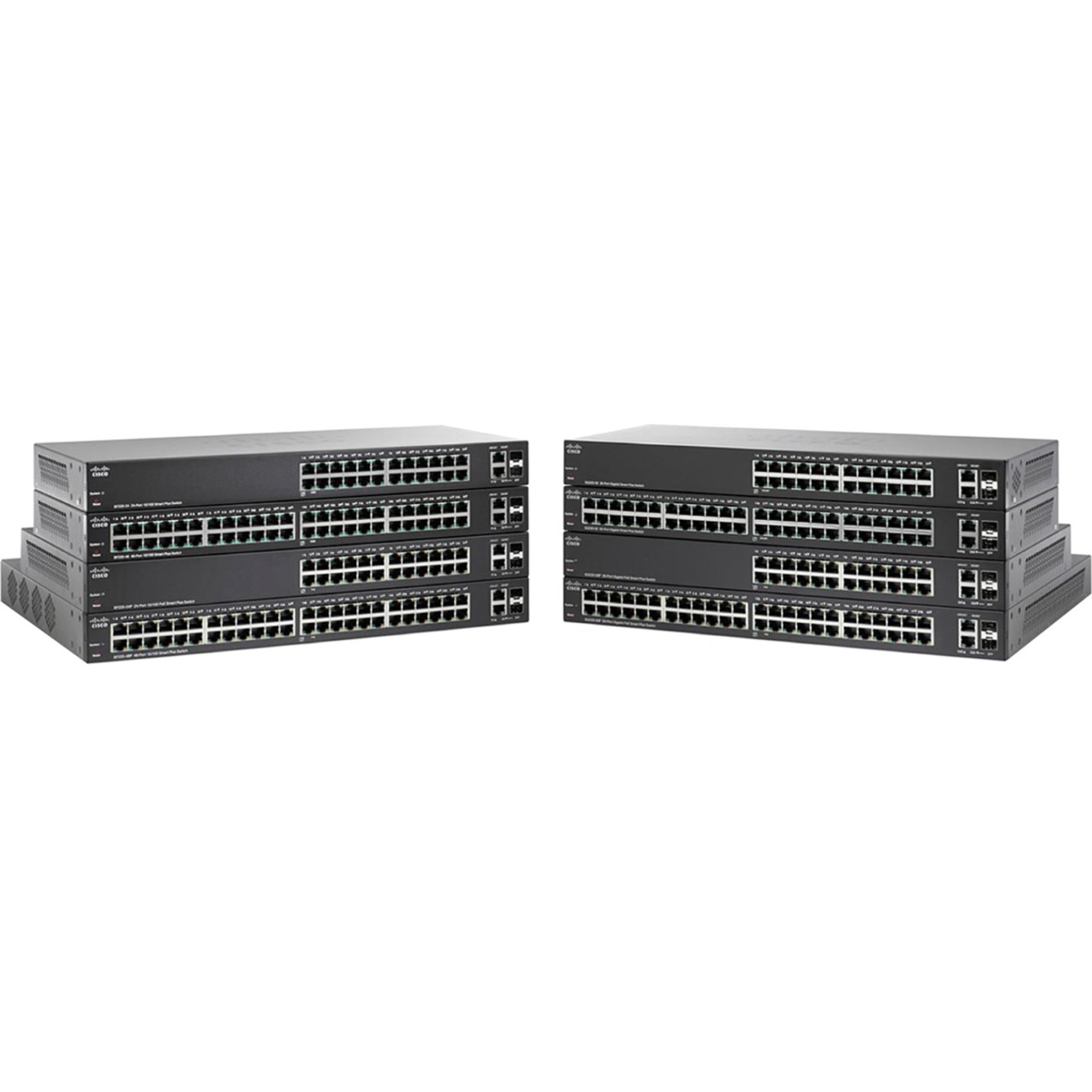Cisco SF220-24 24-Port 10/100 Smart Plus Switch - 24 Ports - Manageable - Fast Ethernet, Gigabit Ethernet - 10/100Base-TX, 10/100/1000Base-T, 1000Base-X - Refurbished - 2 Layer Supported - 2 SFP Slots