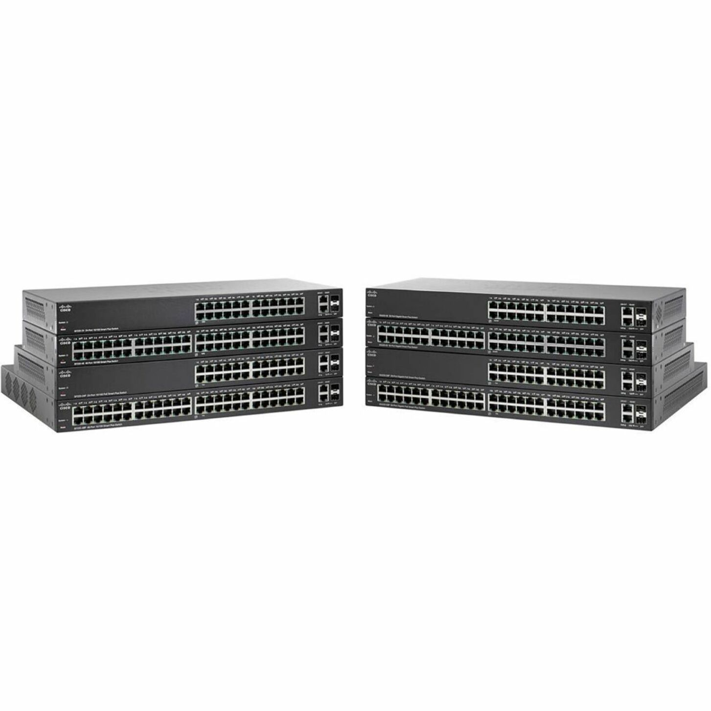 Cisco SF220-48P 48-Port 10/100 PoE Smart Plus Switch - 50 Ports - Manageable - Fast Ethernet, Gigabit Ethernet - 10/100Base-TX, 10/100/1000Base-T, 1000Base-X - Refurbished - 2 Layer Supported - 375 W 