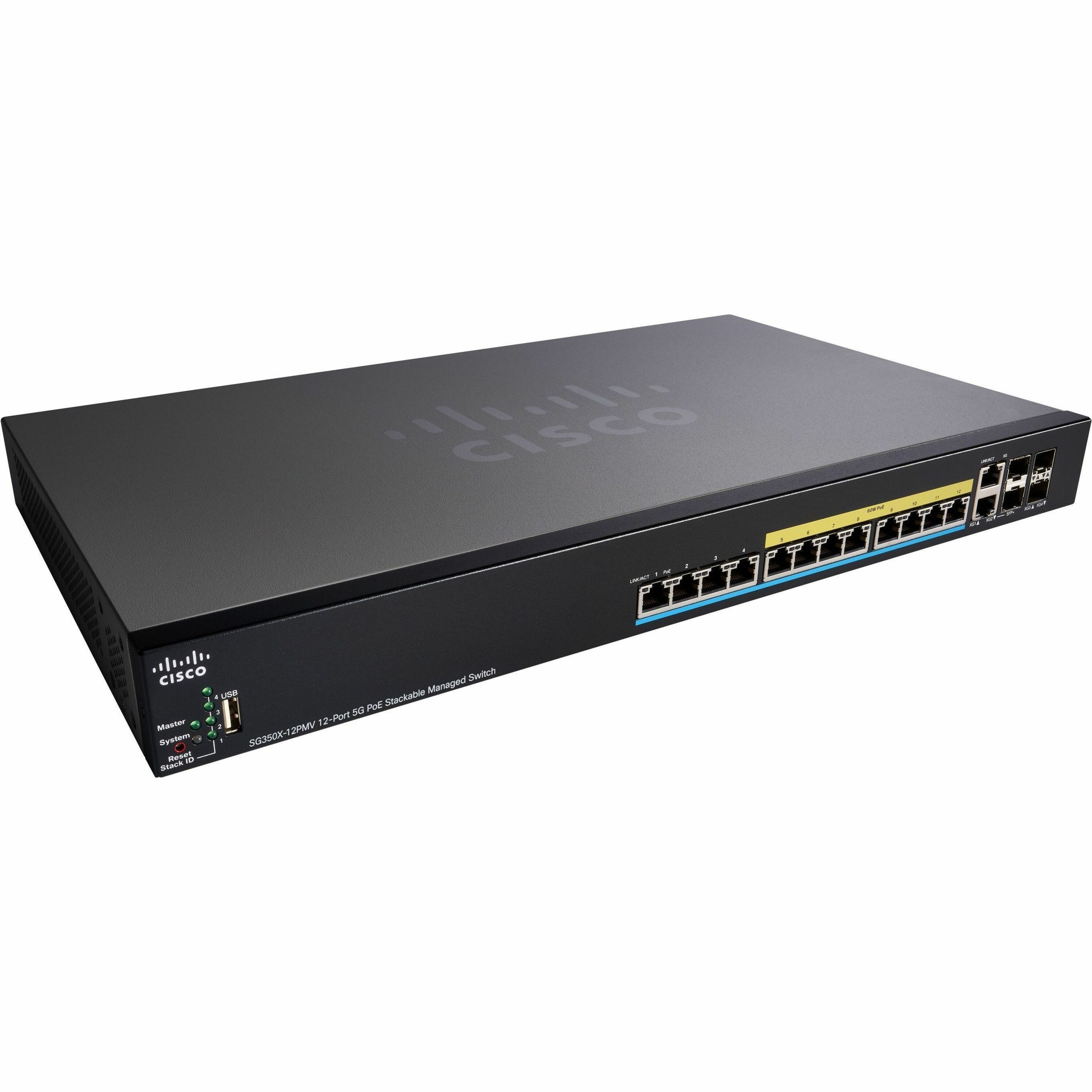 Cisco SG350X-24PV Ethernet Switch - 24 Ports - Manageable - Gigabit Ethernet, 5 Gigabit Ethernet, 10 Gigabit Ethernet - 10/100/1000Base-T, 10GBase-X, 10GBase-T, 5GBase-T - Refurbished - 3 Layer Suppor