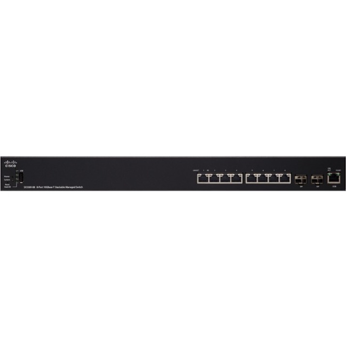 Cisco SX350X-08 8-Port 10GBase-T Stackable Managed Switch - 8 Ports - Manageable - 10 Gigabit Ethernet - 10GBase-T - Refurbished - 2 Layer Supported - Twisted Pair - Rack-mountable