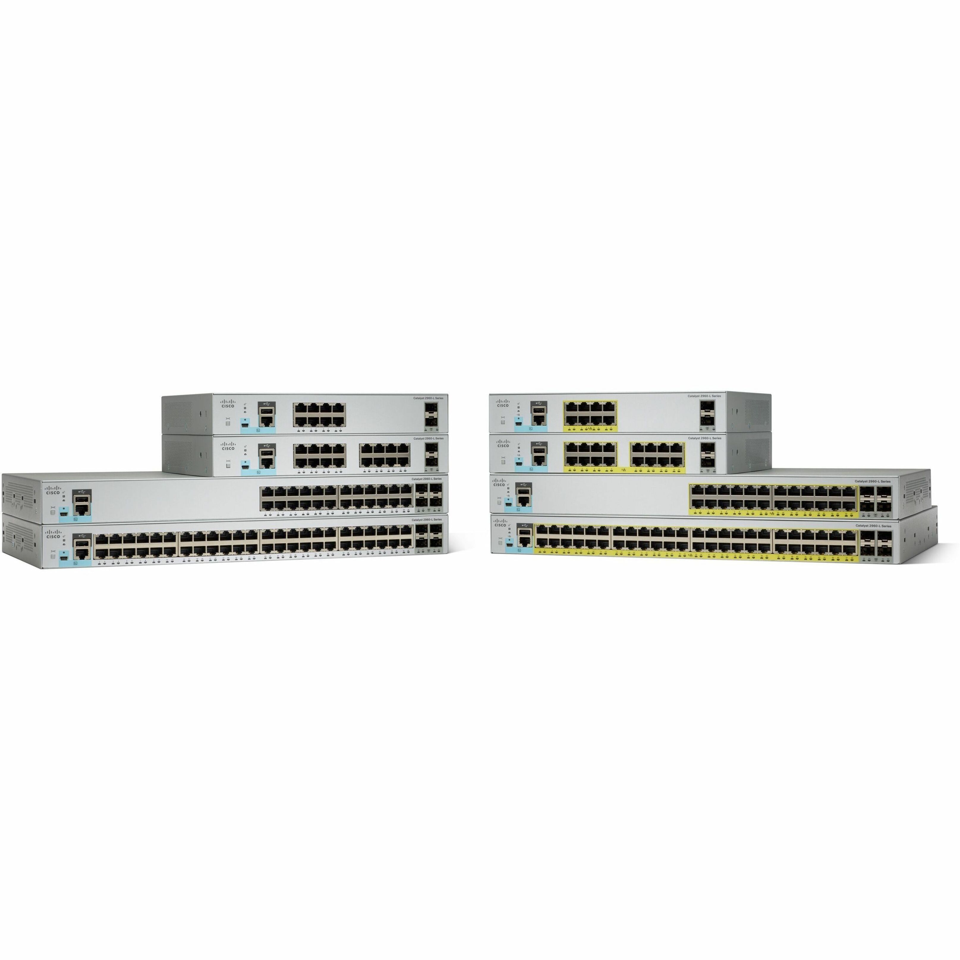 Cisco Catalyst 2960-L Ethernet Switch - 8 Ports - Gigabit Ethernet - 1000Base-T, 1000Base-X - Refurbished - 2 Layer Supported - 2 SFP Slots - Twisted Pair, Optical Fiber - Lifetime Limited Warranty