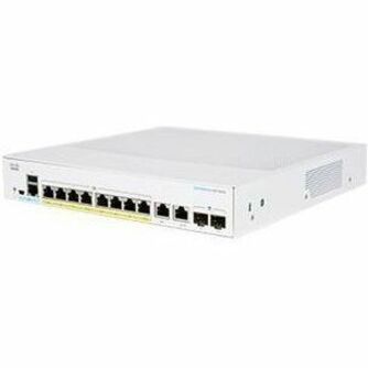 Cisco CBS350-8FP-2G Ethernet Switch - 10 Ports - Manageable - Gigabit Ethernet - 1000Base-T, 1000Base-X - Refurbished - 2 Layer Supported - Modular - 17.88 W Power Consumption - 120 W PoE Budget - Opt