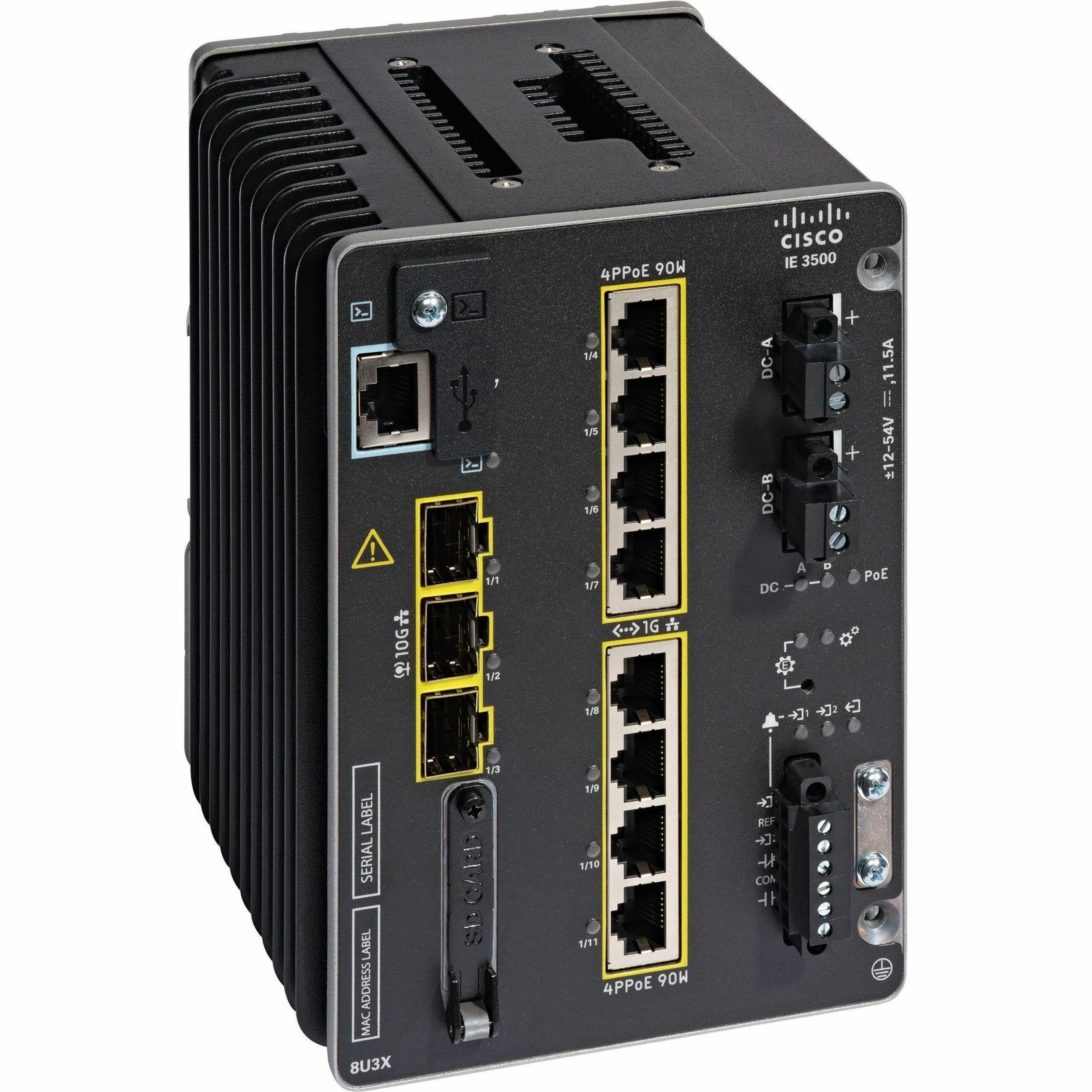 Cisco IE-3500-8U3X Ethernet Switch - 8 Ports - Manageable - Gigabit Ethernet, 10 Gigabit Ethernet - 10/100/1000Base-T, 10GBase-X - 3 Layer Supported - Modular - 3 SFP Slots - 49 W Power Consumption - 