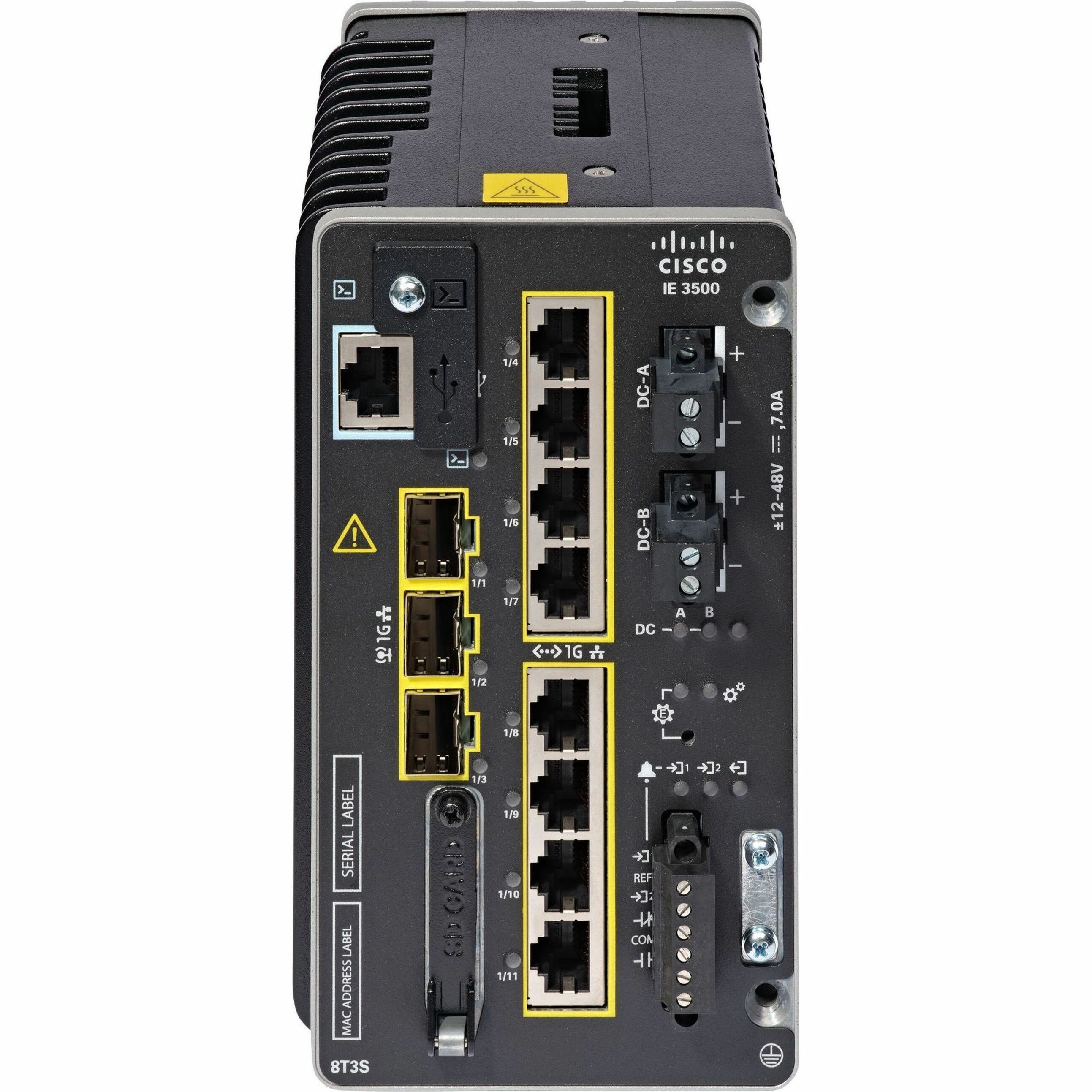 Cisco IE-3500-8P3S-E Ethernet Switch - 8 Ports - Manageable - Gigabit Ethernet - 10/100/1000Base-T, 1000Base-X - 3 Layer Supported - Modular - 3 SFP Slots - 32 W Power Consumption - 360 W PoE Budget -