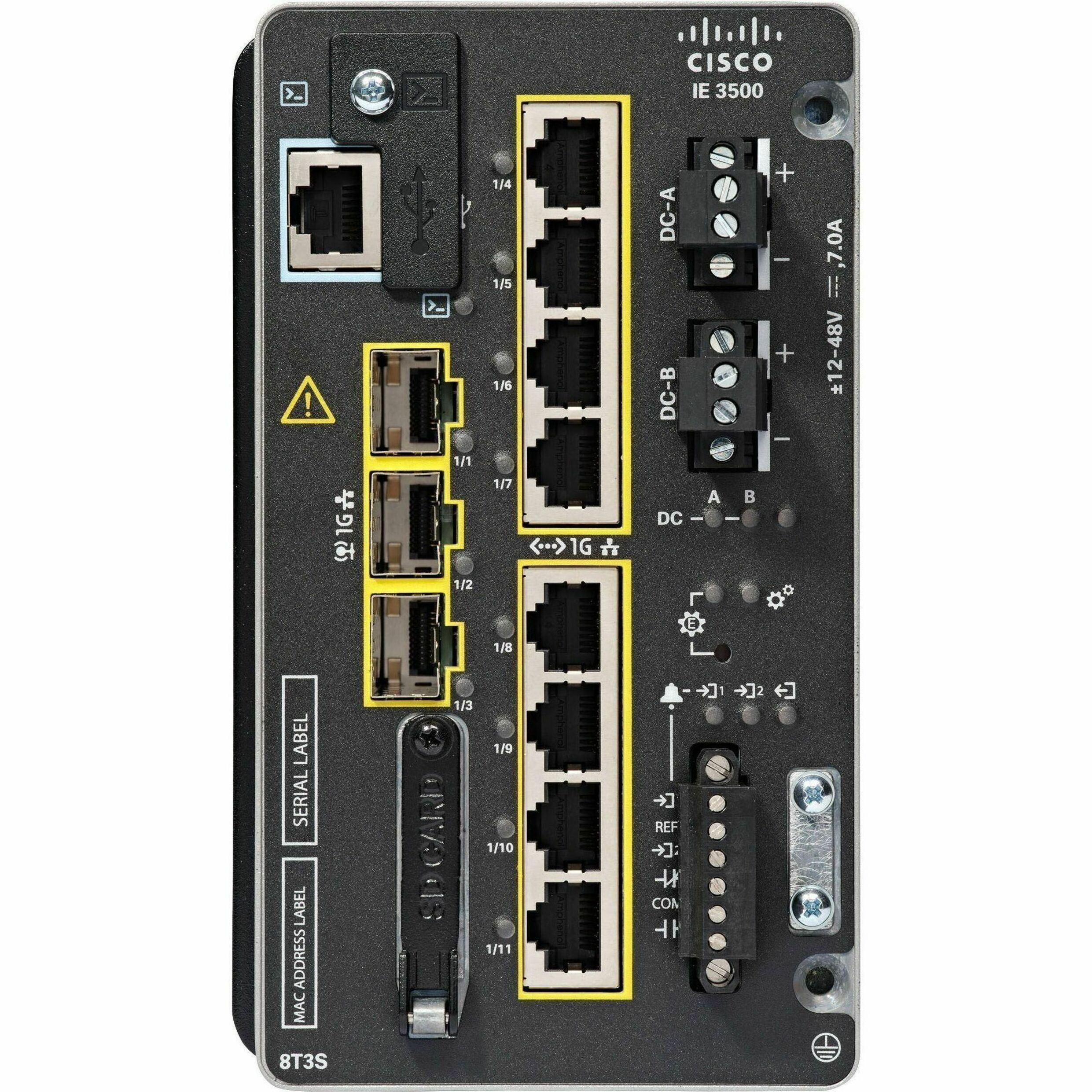 Cisco IE-3500-8T3X-E Ethernet Switch - 8 Ports - Manageable - Gigabit Ethernet, 10 Gigabit Ethernet - 10/100/1000Base-T, 1000Base-X, 10GBase-X - 3 Layer Supported - Modular - 3 SFP Slots - 37 W Power 
