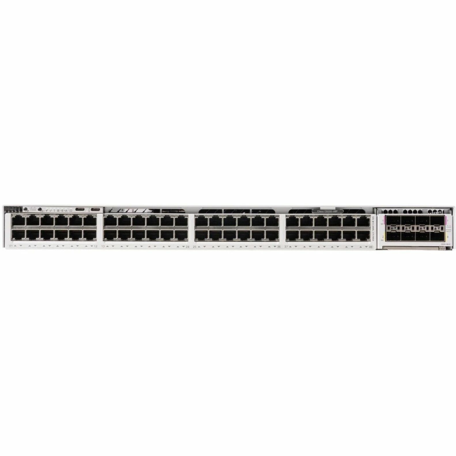 Cisco C9350-48HX Ethernet Switch - 48 Ports - Manageable - Gigabit Ethernet - 10/100/1000Base-T - 3 Layer Supported - Modular - 4320 W PoE Budget - Twisted Pair - PoE Ports - Gray - Desktop, Rack-moun