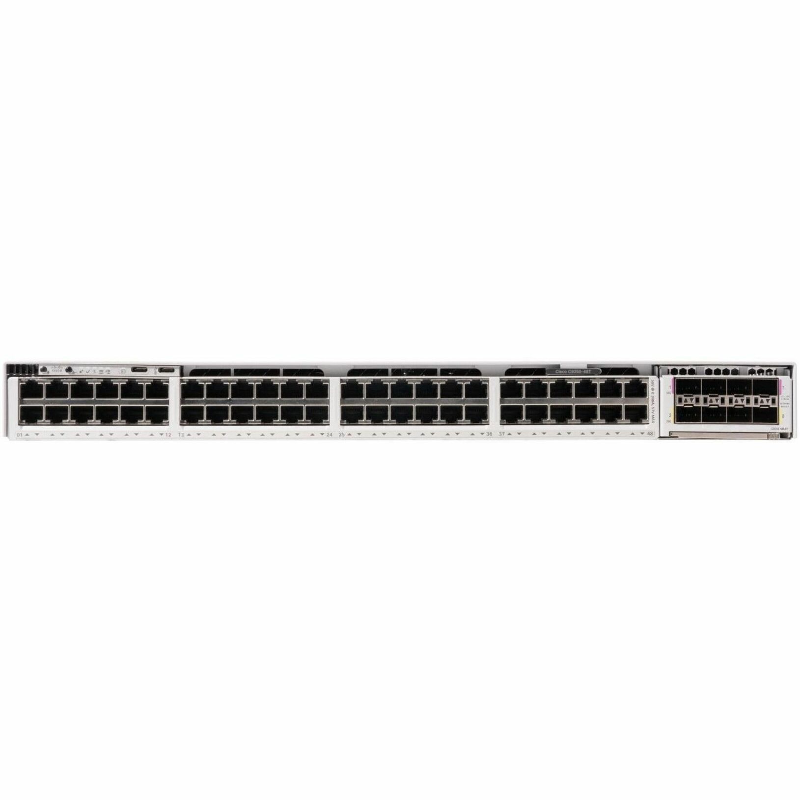 Cisco C9350-48T Ethernet Switch - 48 Ports - Manageable - Gigabit Ethernet - 10/100/1000Base-T - 3 Layer Supported - Modular - Twisted Pair - Gray - Desktop, Rack-mountable - 90 Day Limited Warranty