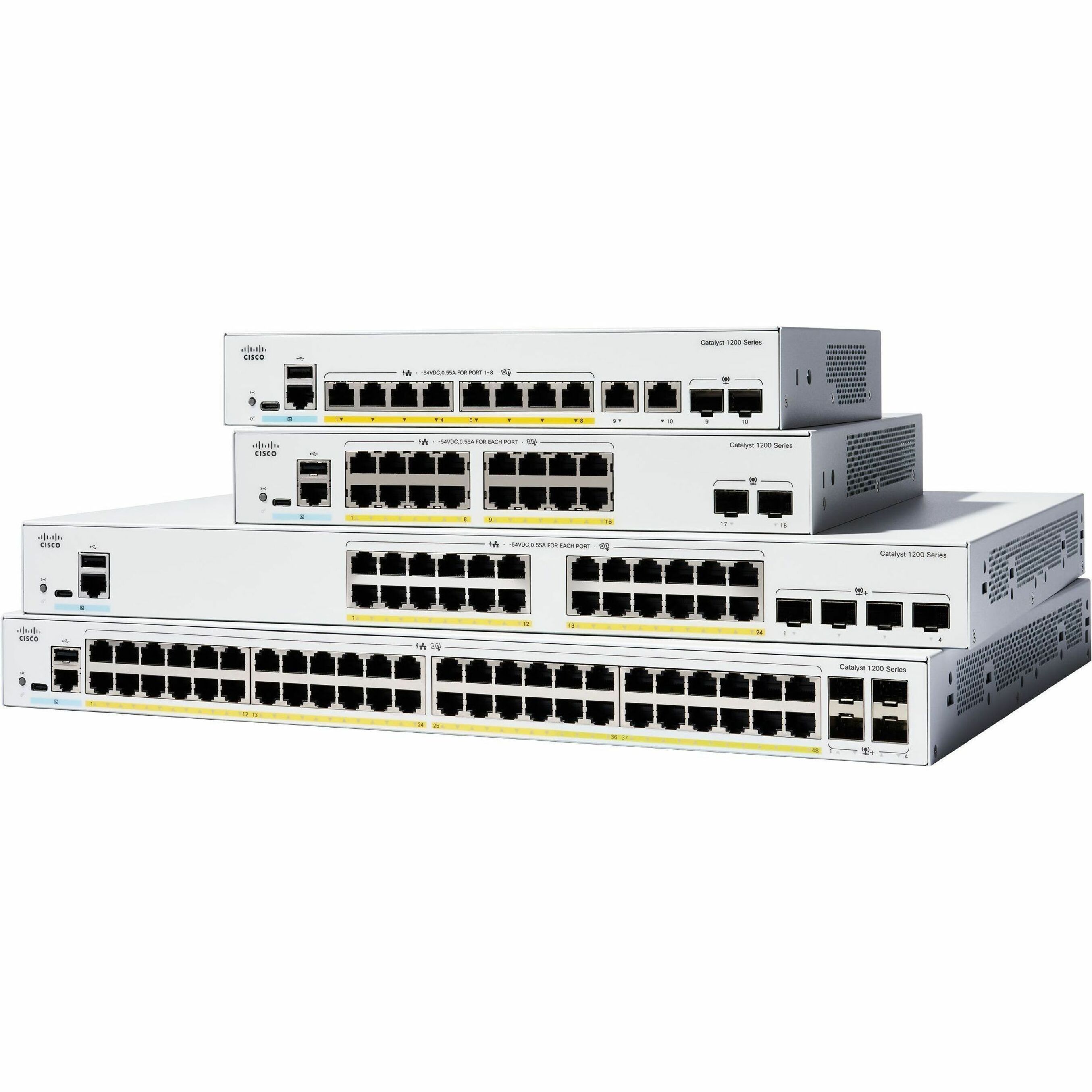 Cisco Catalyst C1200-8FP-2G Ethernet Switch - 10 Ports - Manageable - Gigabit Ethernet - 1000Base-X, 10/100/1000Base-T - Refurbished - 3 Layer Supported - Modular - 2 SFP Slots - 14.59 W Power Consump