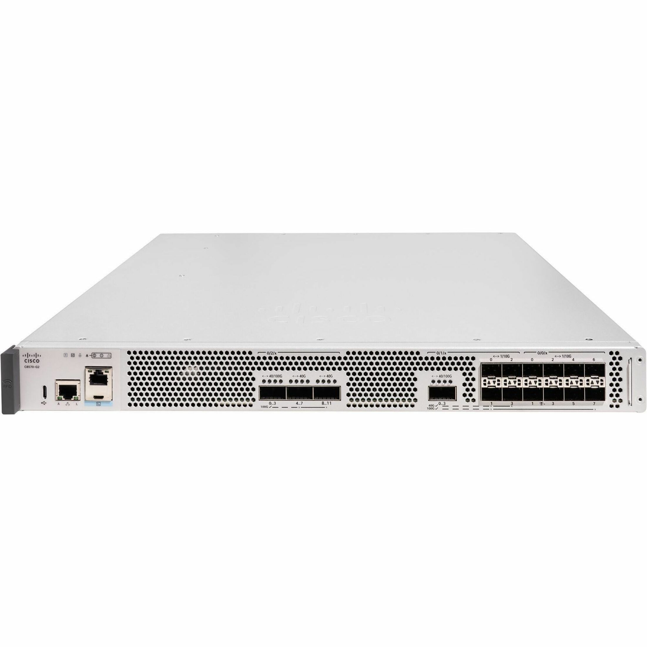 Cisco Secure Router C8570-G2 Router - Management Port - 16 SFP+ Slots, QSFP+ Slots, QSFP28 Slots - 64 GB - 100 Gigabit Ethernet - 1U - Rack-mountable - 2 Year