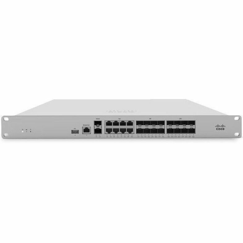 Cisco Meraki MX250 Network Security/Firewall Appliance - Wired - Intrusion Prevention - 8 Port - Gigabit Ethernet, 10 Gigabit Ethernet - 7.50 Gbit/s Firewall Throughput - 2000 VPN - 8 x RJ-45 - 18 Tot