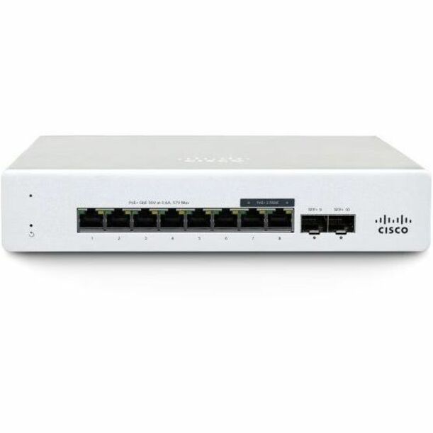 Cisco Meraki MS130-8 Ethernet Switch - 8 Ports - Manageable - Gigabit Ethernet - 1000Base-T, 1000Base-X - 2 Layer Supported - 2 SFP Slots - 8 W Power Consumption - Twisted Pair, Optical Fiber - White 