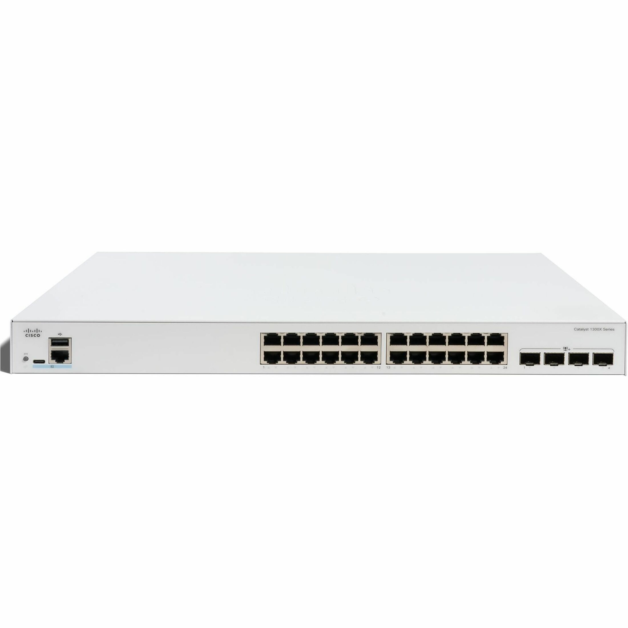 Cisco C1300X-24T-4X Ethernet Switch - 24 Ports - Manageable - Gigabit Ethernet, 10 Gigabit Ethernet - 3 Layer Supported - 32.10 W Power Consumption - Twisted Pair, Optical Fiber - Compact, Rack-mounta