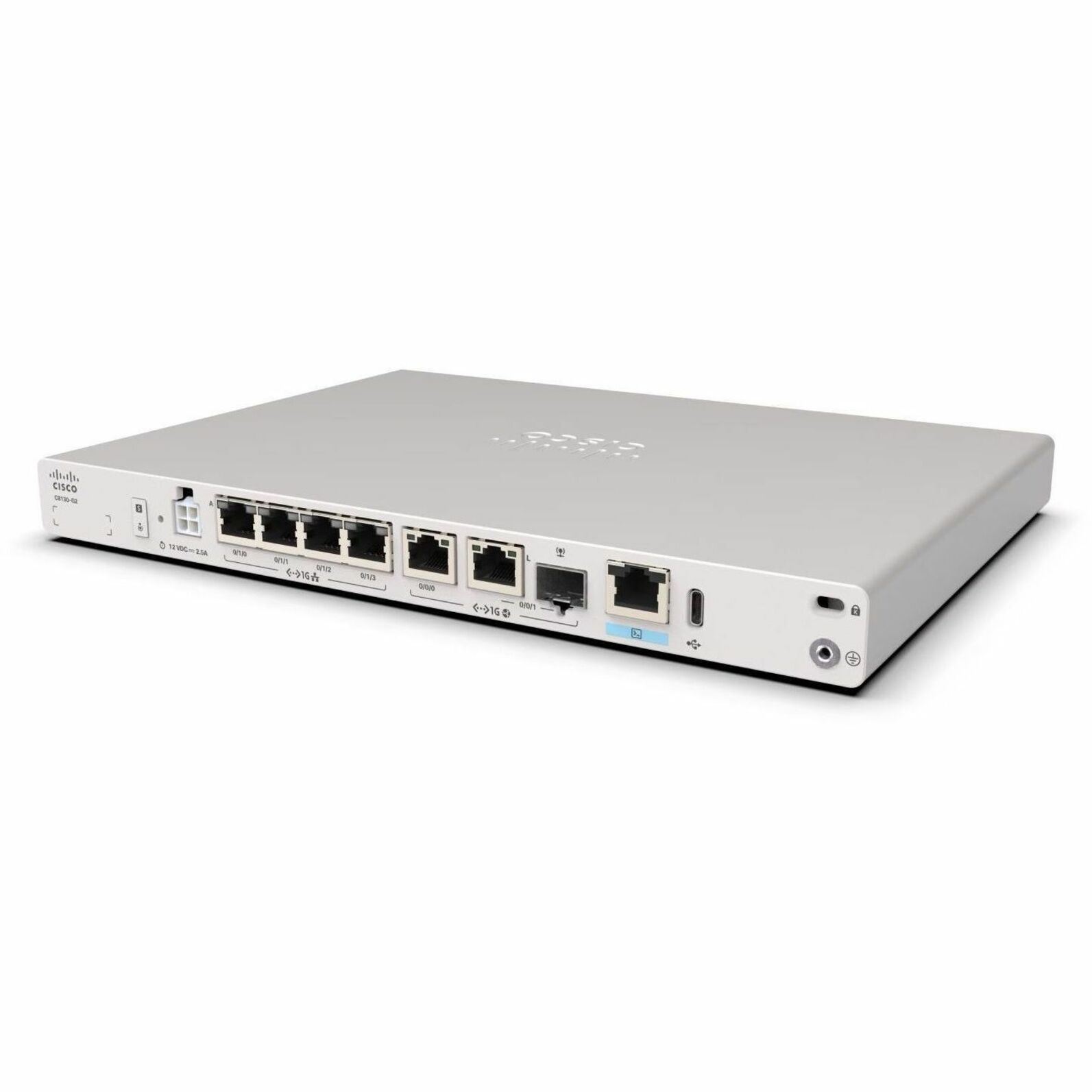 Cisco Secure Router 8100 C8131-G2 Router - 6 Ports - 4 RJ-45 Port(s) - 2 WAN Port(s) - Management Port - 1 SFP (mini-GBIC) Slots - Gigabit Ethernet - Rack-mountable, Desktop, DIN Rail, Wall Mountable