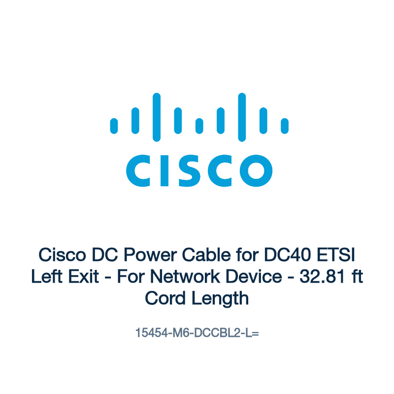 15454-M6-DCCBL2-L=: Cisco DC Power Cable for DC40 ETSI Left Exit