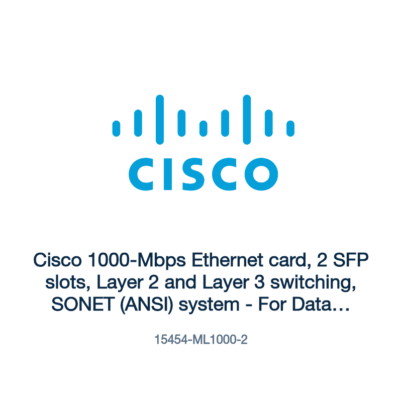 15454-ML1000-2: Cisco 1000-Mbps Ethernet card, 2 SFP slots, Layer 2 and Layer 3