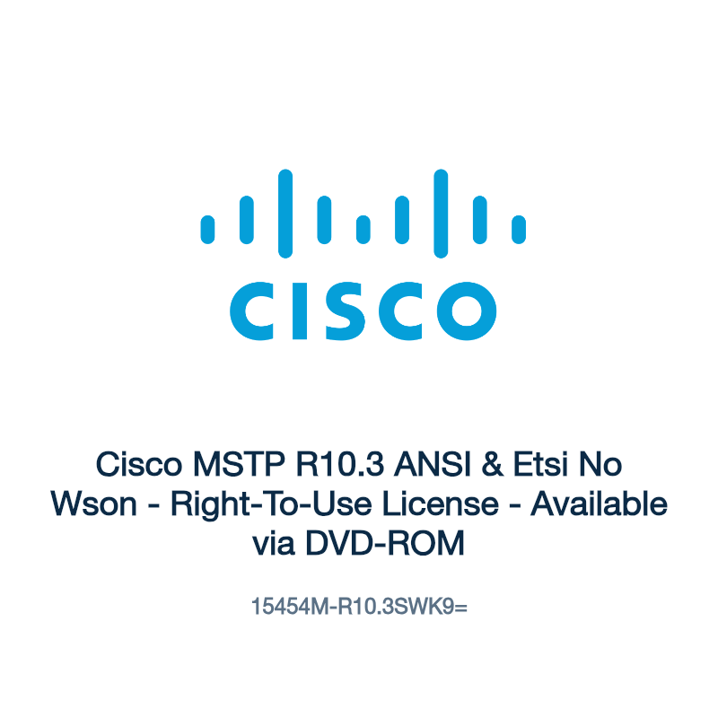 15454M-R10.3SWK9=: Cisco MSTP R10.3 ANSI & Etsi No Wson