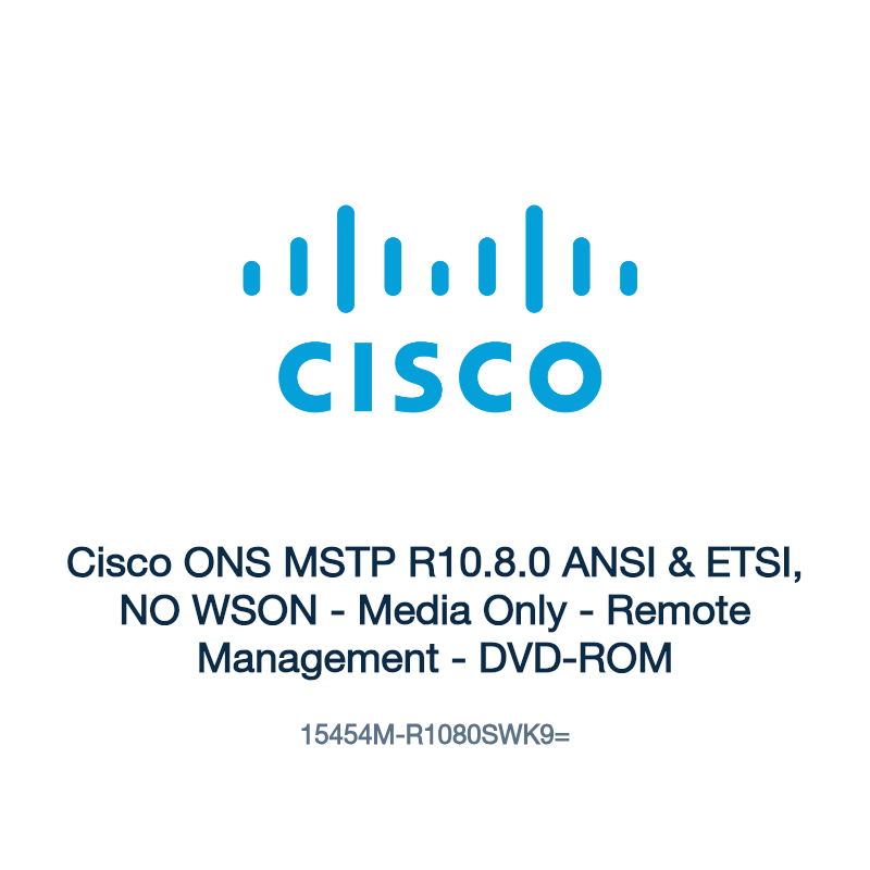 15454M-R1080SWK9=: Cisco ONS MSTP R10.8.0 ANSI & ETSI, NO WSON