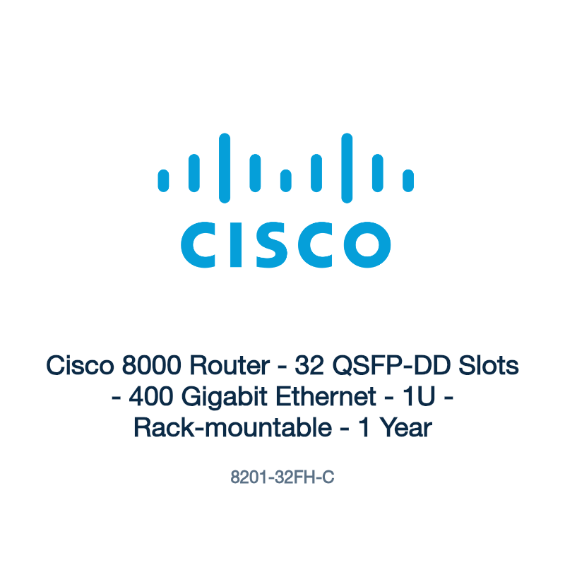 Cisco 8000 Router - 32 QSFP-DD Slots - 400 Gigabit Ethernet - 1U - Rack-mountable - 1 Year