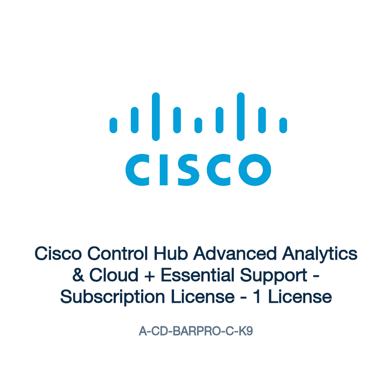 A-CD-BARPRO-C-K9: Cisco Control Hub Advanced Analytics & Cloud + Essential Support