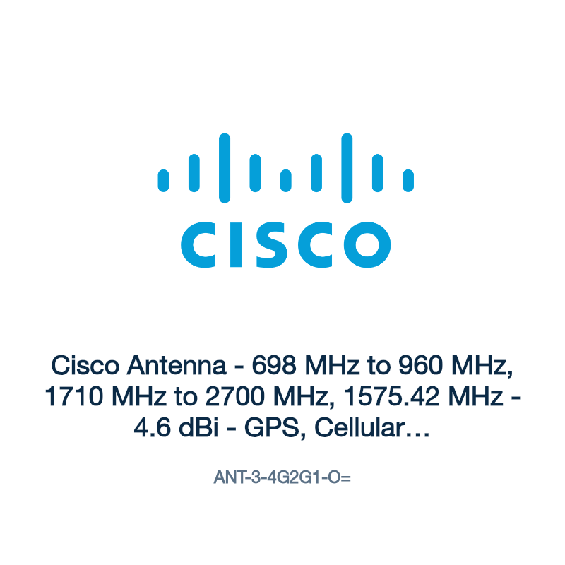 ANT-3-4G2G1-O=: Cisco Antenna - 698 MHz to 960 MHz, 1710 MHz to 2700 MHz, 1575.42 MHz