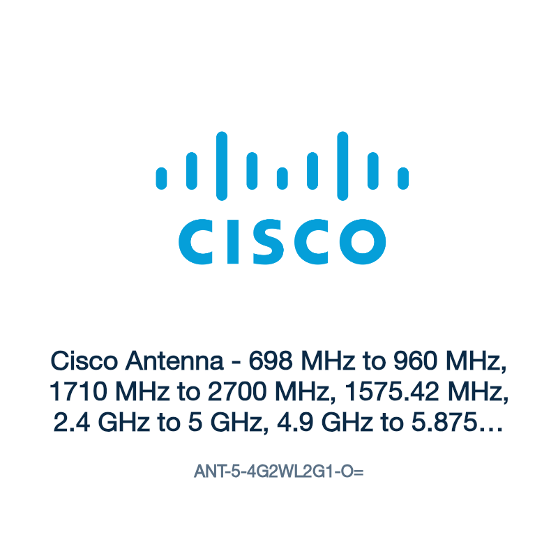ANT-5-4G2WL2G1-O=: Cisco Antenna - 698 MHz to 960 MHz, 1710 MHz to 2700 MHz, 1575.42