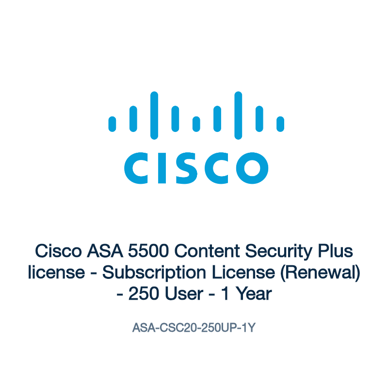 ASA-CSC20-250UP-1Y: Cisco ASA 5500 Content Security Plus license