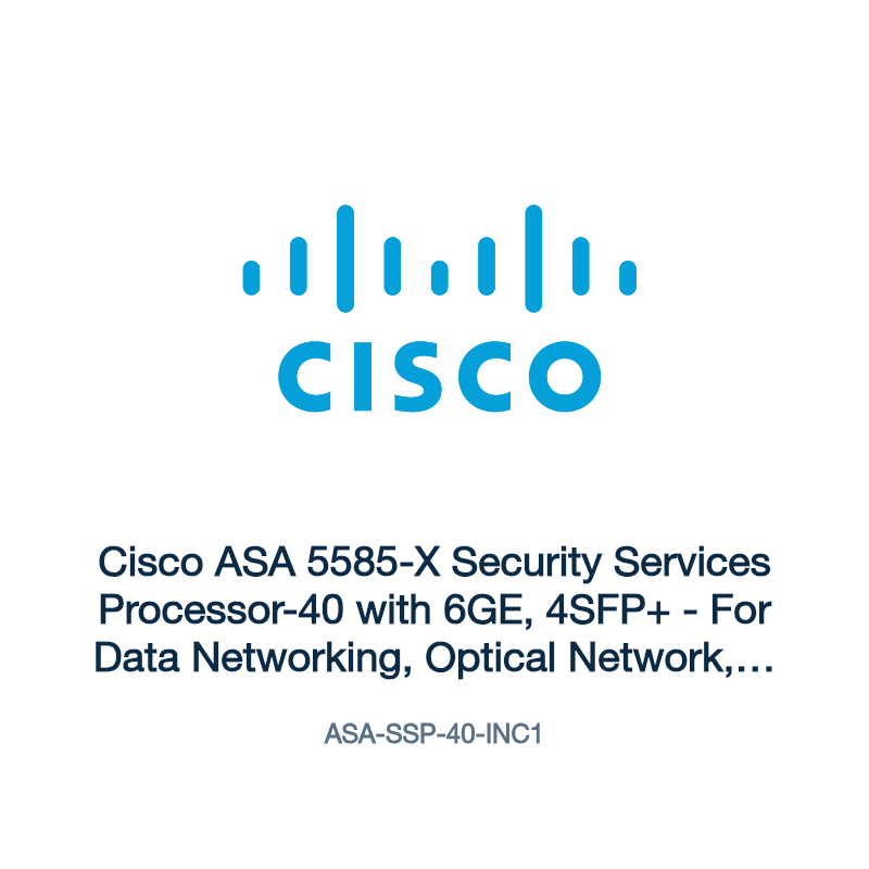 ASA-SSP-40-INC1: Cisco ASA 5585-X Security Services Processor-40 with 6GE, 4SFP+