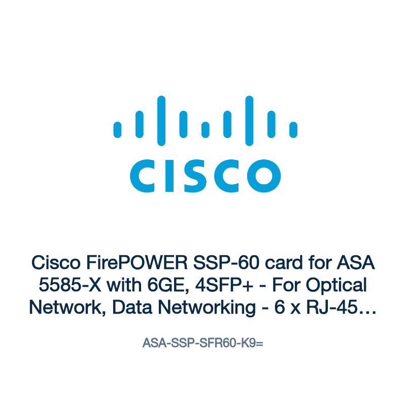 ASA-SSP-SFR60-K9=: Cisco FirePOWER SSP-60 card for ASA 5585-X with 6GE, 4SFP+