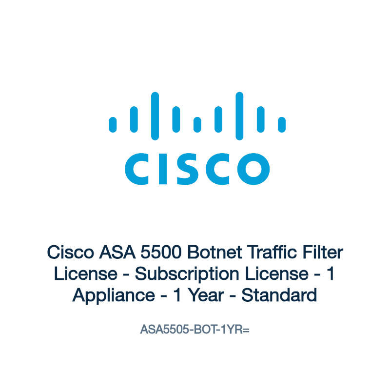 ASA5505-BOT-1YR=: Cisco ASA 5500 Botnet Traffic Filter License