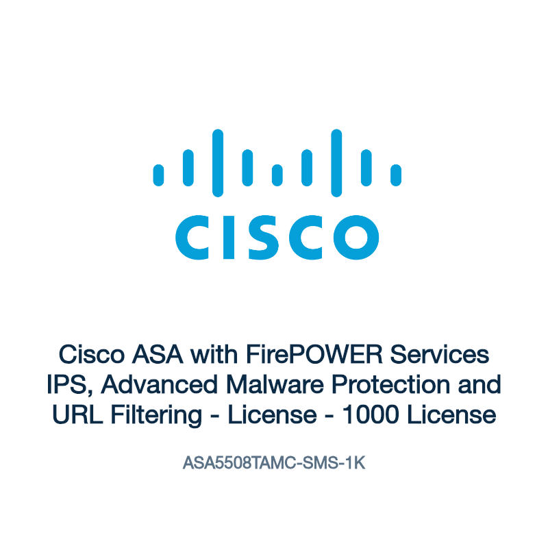 ASA5508TAMC-SMS-1K: Cisco ASA with FirePOWER Services IPS, Advanced Malware Protection