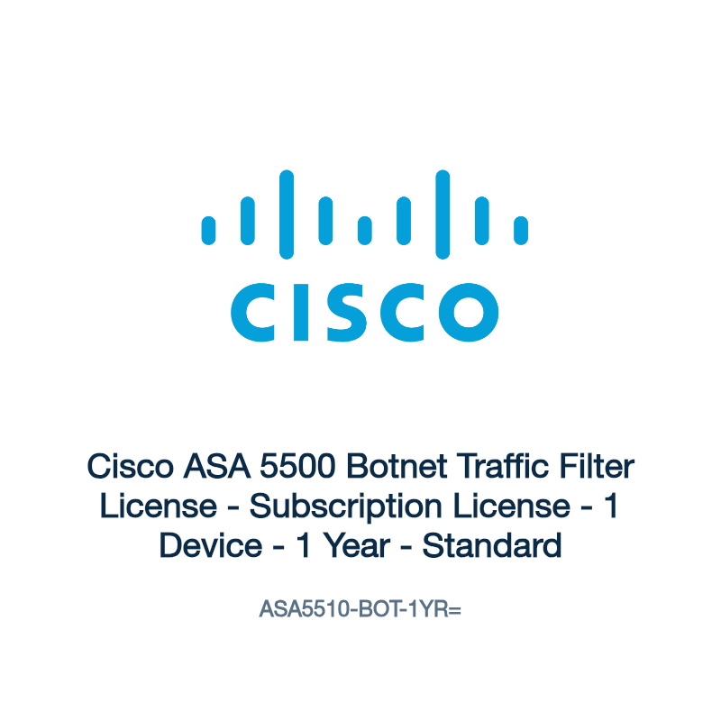 ASA5510-BOT-1YR=: Cisco ASA 5500 Botnet Traffic Filter License