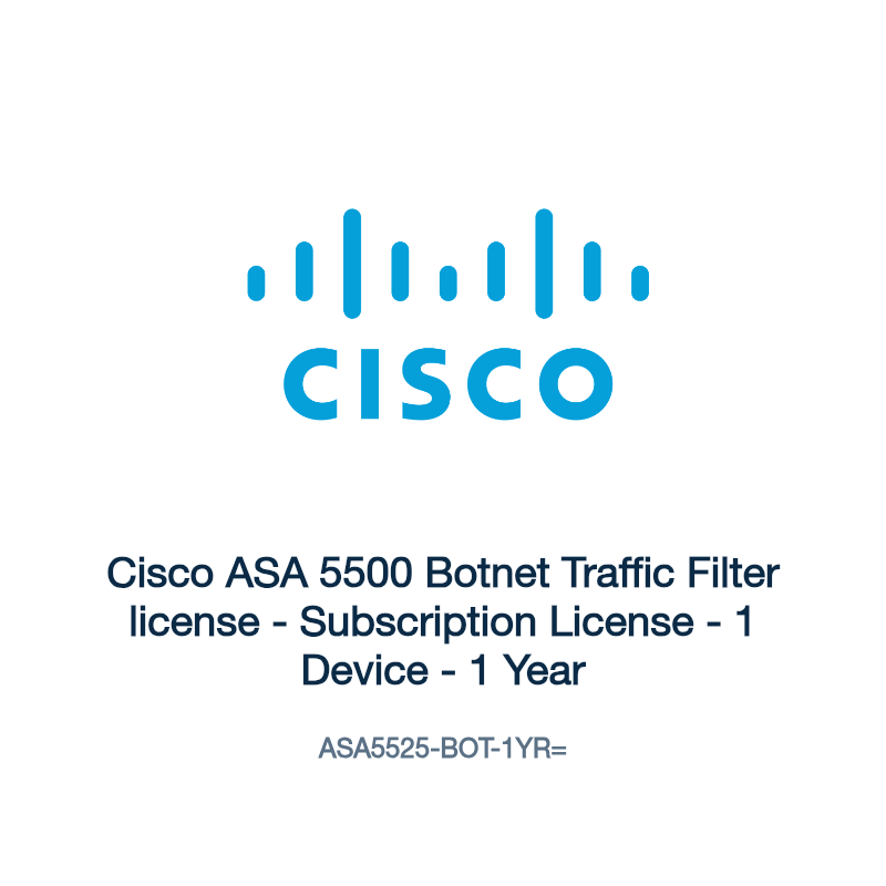 ASA5525-BOT-1YR=: Cisco ASA 5500 Botnet Traffic Filter license