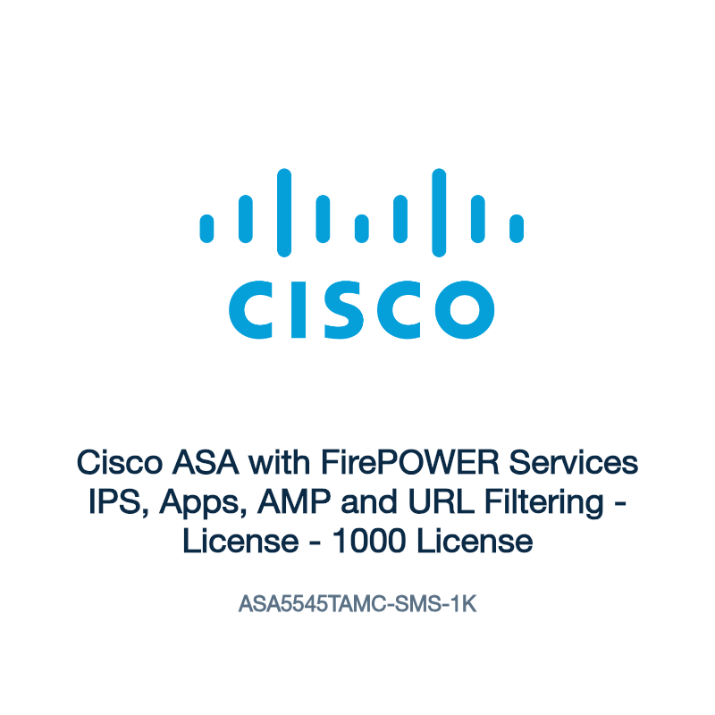 ASA5545TAMC-SMS-1K: Cisco ASA with FirePOWER Services IPS, Apps, AMP and URL Filtering