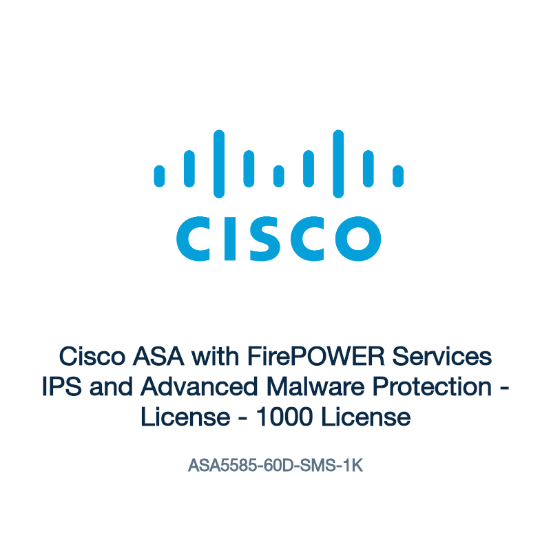 ASA5585-60D-SMS-1K: Cisco ASA with FirePOWER Services IPS and Advanced Malware Protection
