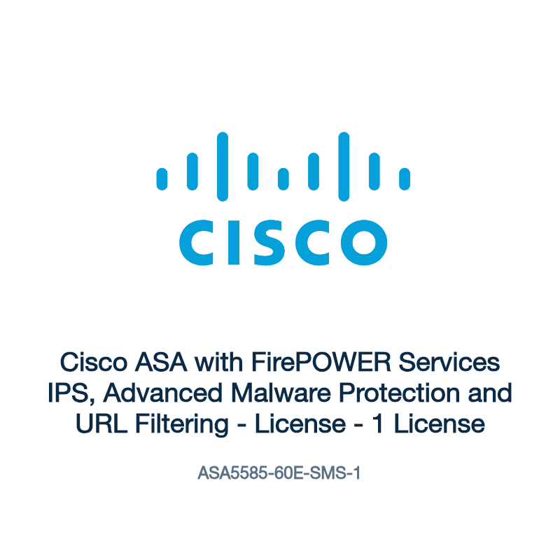 ASA5585-60E-SMS-1: Cisco ASA with FirePOWER Services IPS, Advanced Malware Protection
