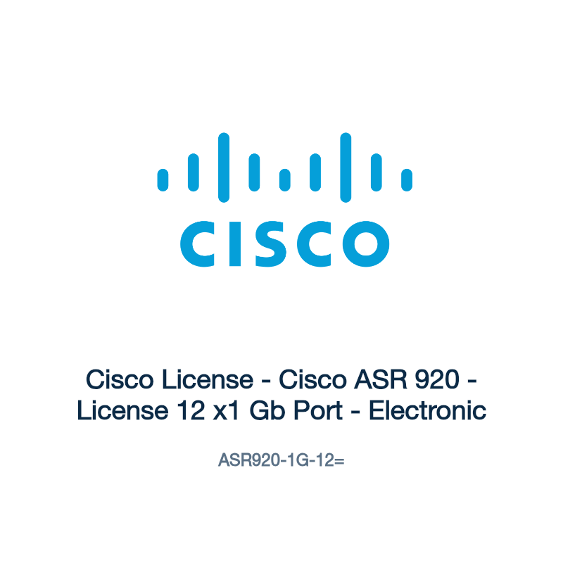 ASR920-1G-12=: Cisco License - Cisco ASR 920 - License 12 x1 Gb Port - Electronic