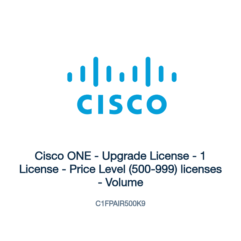 C1FPAIR500K9: Cisco ONE - Upgrade License - 1 License - Price Level (500-999)