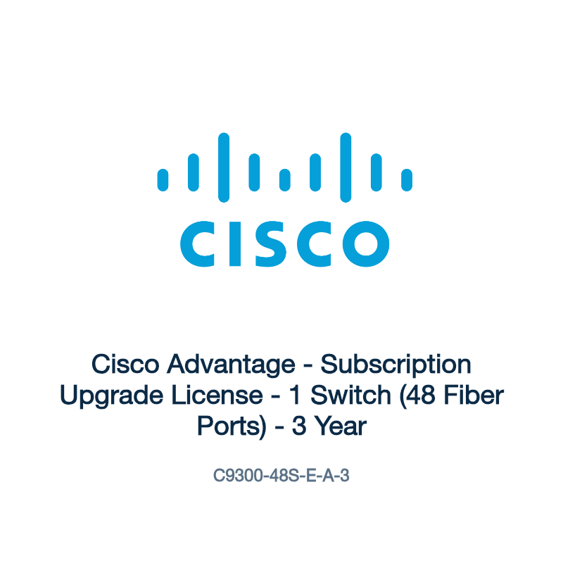 C9300-48S-E-A-3: Cisco Advantage - Subscription Upgrade License - 1 Switch (48 Fiber